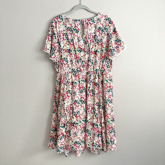 Torrid Womens Plus Mini Dot Dress Colorful Print Size 1X Flutter Sleeve Keyhole - Picture 7 of 12